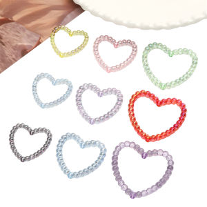 5-10pcs Acrylic Hollow Out Love Heart Beads Loose Spacer Beads For Handmade Bracelet Necklace Earring Keychain DIY Craft Jewelry Making Accessories