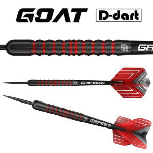 GOAT STEEL TIP DARTS - 22G PODIUM BLACK RED 80% Tungsten DART SET ORIGINAL STEEL DART