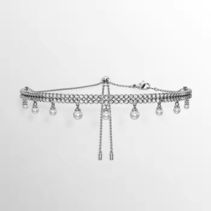 💖Swarovski💖(New)Ariana Grande x Swarovski round cut white pearl diamond pendant choker necklace S925 sterling silver womens fashion necklace hypoallergenic non-allergenic Valentines Day gift birthday gift for girlfriend bestie