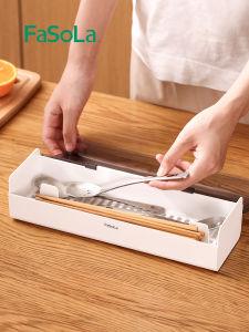 กล่องใส่ตะเกียบแบบระบายอากาศพร้อมฝาปิด ชั้นวางของในครัว ชุดกินข้าว ตะเกียบ ตะเกียบพลาสติก ทรงสี่เหลี่ยม สีพื้น จีนแผ่นดินใหญ่