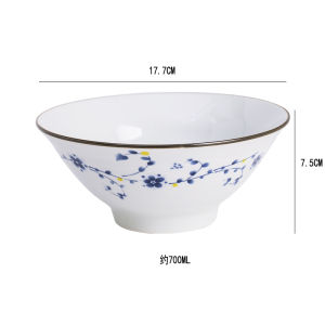 Japanese Style Ceramic Noodle Bowl Instant Ramen Bowl Conical Shape Student Dormitory Home Use Cute Single Person Meal Bowl