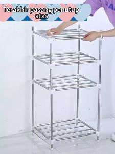 Rak Dapur Tempat Penyimpanan Panci Wajan Kamar Mandi Serbaguna Stainless Steel