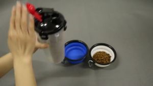 Pet 2 IN 1 Portable Foldable Pet Dog Puppy Travel Water Bottle Bowl Food Container