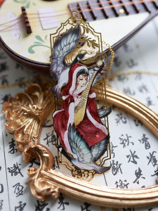 Chinese Ancient Style Metal Bookmark Jupa Cultural and Creative Classical Character Illustration Hand-Painted Palace Museum Exquisite Gift Box Teachers Day Gift