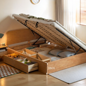 WEISHA | Storage Box Bed Solid Wood Double Bed For Bedroom