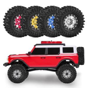 4Pcs 1.3inch Metal Beadlock Tires and Wheels for 1/18 Traxxas TRX4M 1/24 Axial SCX24 AX24 FCX24 Ascent-18 RC Crawler Upgrade Par