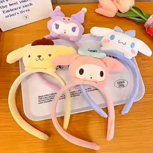 Bando Fesyen 可爱三丽鸥发箍 Sanrio Headband 卡通洗脸束发带发箍头饰 Kuromi Melody Hairband Cute Plush Makeup Wash Face