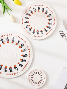 Luxurious Woven Insulation Table Mats For Dining With Nordic Style Printing Coasters For Cup Bowl Mat Round And Pot Pad