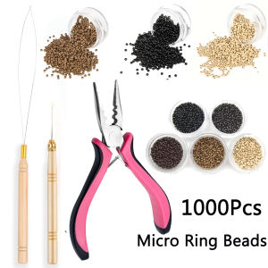 Hair Extensions Tools Kit: 1000pcs Nano Copper Hair Rings- Hair Extension Tool for Women Feather Extensions Wig tool