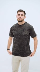 Otsky Kaos Pria Pocket Washing Black Cotton Combed 24s Pendek