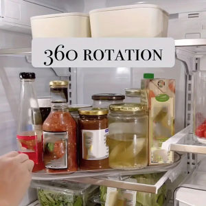 1 Piece Storage Tray 360-Degree Refrigerator Storage Rotating Tray Used for Kitchen Spice Jars and Sundry Storage Turntable Seasoning Storage Sorting Box Multi-Functional Storage Tray