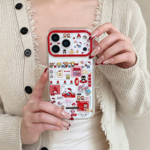 Sanrio | Lovely Fine Hole Red Border Sanrio Phone Case for iPhone 17 Pro Max 17 Pro 16 15 Pro Max Luxury High-end Protective Back Cover
