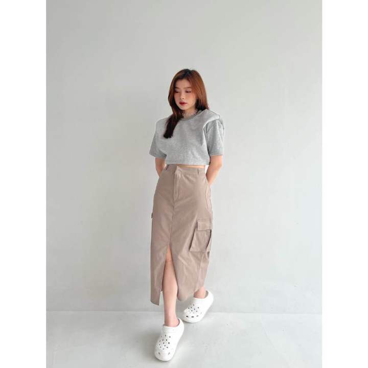 Rok Cargo Wanita Belah Tengah Korean Style Rok Kargo Wanita Rok Cargo ...