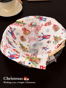 Colorful Christmas Tree Pure Cotton Dining Mat Water Absorbent Heat Insulation Table Mat Kitchen Multi-Function Pad Artistic Western Dining Mat Cloth