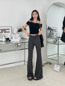 กางเกงขายาวทรงหลวมเอวสูงสำหรับผู้หญิง กางเกงโยคะยางยืด ทรงเข้ารูป ทรงสลิมฟิต กางเกงขายาวทรงหลวม ฤดูร้อน 2025 ใหม่