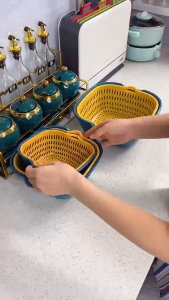 8Pcs Double-layer Drain Basket Plastic Fruits and Vegetable Washing Basket Household Kitchen Washing Box for Cleaning Draining and Storing Fruits and Vegetables