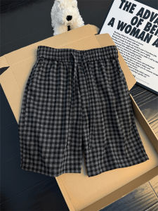 LIUBU | Retro Breathable Black Plaid Shorts