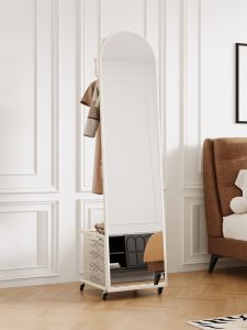 MUYUNGONG | Cream Style Rotatable Movable Full Length Mirror Closet