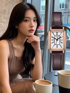 Julius Fashion Quartz Womens Watch Simple Elegant Luxury Leather Strap Square Dial Mineral Glass Japan Movement Korean Brand