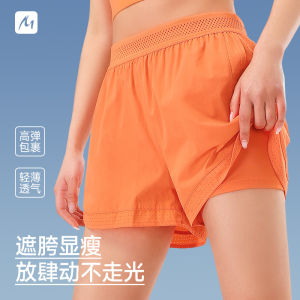 กางเกงกีฬาขาสั้นกางเกงขาสั้นสำหรับผู้หญิงสำหรับออกกำลังกายวิ่งสองชั้นออกกำลังกายระบายอากาศได้ดีมีกระเป๋าหลวมกางเกงขาสั้นใส่สบาย