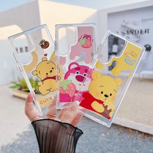 Cute Cartoon Winnie the Pooh Shockproof Cases for Samsung S25Ultra S23Ultra S22Ultra S24Ultra Lotso Phone Case for Galaxy S25Plus S24Plus S23Plus S22Plus WinniePooh CellPhone Cover for S25 S24 S23 S22
