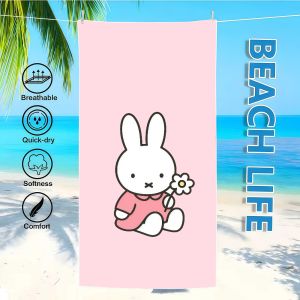 Miffy | CUTE Pink M-MiffyS Towel Textile Bathrobe Beach Quick-Drying Lightweight Portable Camping Swim Pool Travel