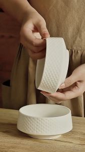 kokepope 7.5 inch Embossed Ceramic Soup Bowl White 4.5 inch Bowls for Rice Cereal Dessert Salad