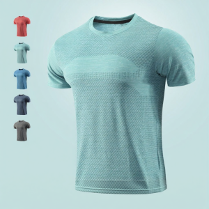 Mens Short Sleeve T-Shirt Quick Dry Breathable Professional Marathon Half Sleeve Fitness Training Elastic Top Summer Running