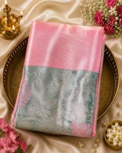Taara Luxe Kanchipuram Pattu Saree pistha green and Pink Zari Traditional Wedding & Festive Wear Ethnic & Cultural Womens Clothing