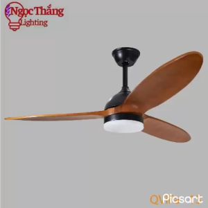Quạt Trần Đèn Led 3 Cánh Gỗ Trang Trí Sảnh Phòng Khách Cao Cấp VF15 Ngọc Thắng (Tặng kèm remote điều khiển từ xa)
