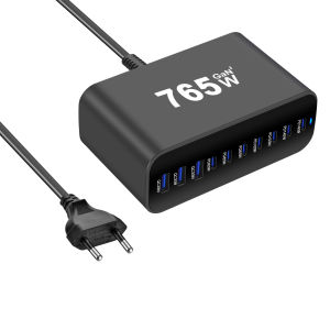 GaN Desktop Charger for Mobile and Tablets Ultra-Portable Design USB-C PD 10-Port 7C3A Fast Charging 765W