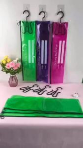 New Plastic Wig Packaging Bag & Holder For Wigs Anti-Dust Carrier Case Pink Wig Storage Bag With Ziplock 1Set 14*60cm Waterproof