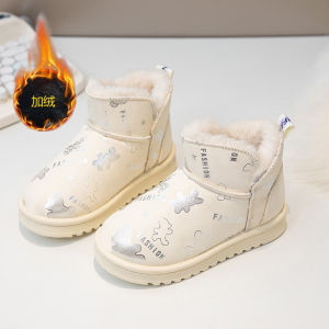 Thickened Fleece Childrens Snow Boots Soft Bottom Anti-Slip Lightweight Winter Shoes for Boys And Girls Waterproof Casual Booties