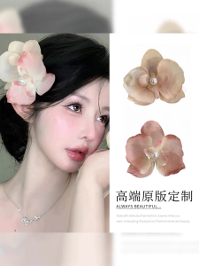กิ๊บติดผมดอกไม้เทียมสไตล์เกาหลี ดีไซน์เก๋ไก๋ ประดับผมด้านข้าง ชุบเงิน สำหรับผู้หญิง วัสดุผ้า ชุดเครื่องประดับผม