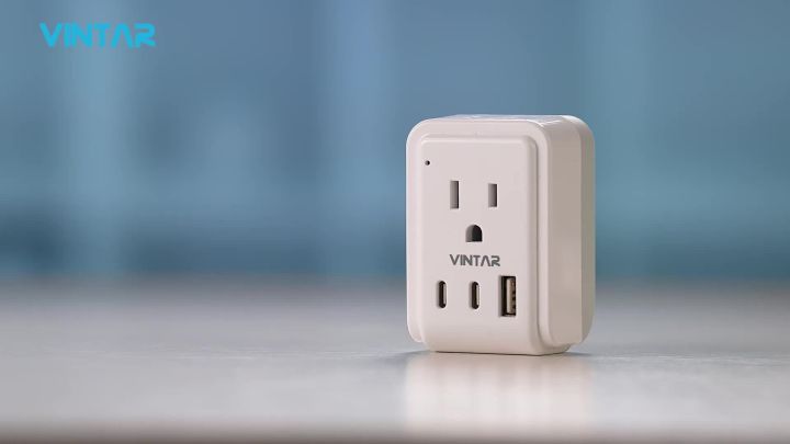 2 Pack European Travel Plug Adapter, VINTAR Foldable International Power Adapter with 2 AC Outlets 3 USB Charging Ports(2 USB C), Type C Power Adaptor to Most Europe Italy Spain France Iceland Germany
