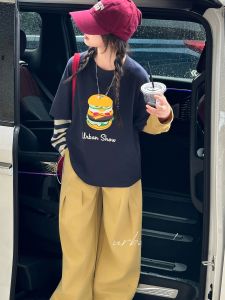 MPW | ชุดเด็กผู้หญิงสไตล์เกาหลี ชุดฤดูใบไม้ผลิและฤดูใบไม้ร่วง เสื้อยืดลายถั่วและกางเกงขายาว ชุดสองชิ้นที่สวมใส่สบายและทันสมัย