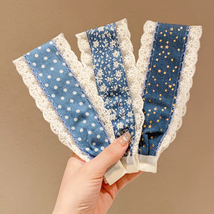 Wide Hairline Stickers Blue Denim Magic Tape Hair Accessories for Girls Children No Damage Baby Hair Bands Korean Style