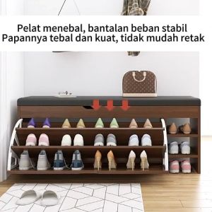Rak Sepatu Duduk Sofa Kayu / Lemari Sepatu Kayu Minimalis/Tempat Pakai Sandal Ruang Tamu / Lemari Sepatu 2 Susun / Rak Sepatu/Rak Sepatu Murah/Kompartemen Lemari Sepatu Dengan Dudukan Sofa