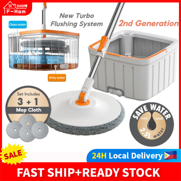 Fortune Home Spin Mop with Bucket with Squeezer 2 in1 Set Mop for Floor