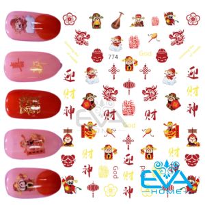 Sticker Dán Móng Tay 3D Trang Trí Móng Mẫu Tết Hoạ Tiết Thần Tài God JO774