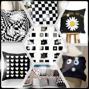 หมอนอิง หมอนตกเเต่ง มีสไตล์ หมอนหนุน หมอนอิงโซฟา รสชาติ ยอดนิยม สินค้าขายดี รีวิวร้านในเครือเยอะ หมอนโรงเเรม โทนขาวดำ ลายใหม่อัพเดท