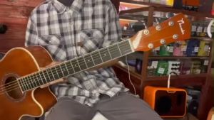 Thunder A100 Acoustic Guitar with Fishman Presys EQ - Brown