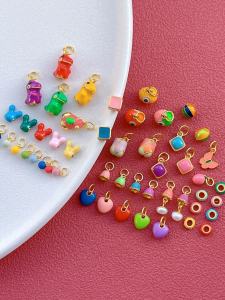 Rainbow Pendant S925 Antique Silver Gold Plated Bellflower Burnt Blue Frogs Dinosaurs Big Eyes Rabbit Spacer Beads Jewelry