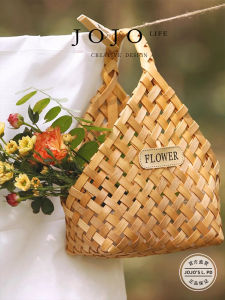 Handwoven Fruit Bread Storage Basket JOJOS L. PD. Mr. Grocery Snacks Handmade Flower Basket Storage Organizer