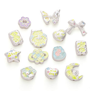 1pcs Matte Silver Alloy Beads Moon Heart Flower Pendant Charms for Necklace Bracelet Keychain DIY Jewerly Craft Making Findings