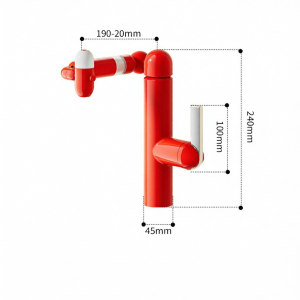 TAOGU | AI Bionic Mechanical Swinging Arm Red Bathroom Faucet Cold and Hot Control