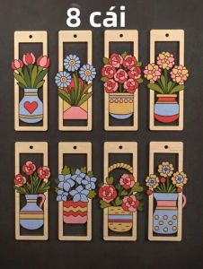 8 Chiếc Hình Hoa Bằng Gỗ Chưa Hoàn Thiện Dùng Làm Bookmark Trang Trí Vẽ Tranh DIY Thích Hợp Làm Quà Tặng Chủ Đề Cây Cối