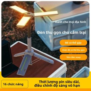 Đèn Lồng Cắm Trại Di Động Có Thể Sạc Lại Đèn Pin Câu Cá Có Tay Cầm Dạng Ống Lồng Đèn Mờ Đi Bộ Đường Dài Ngoài Trời Đèn Ngọn Lửa Dạng Ống Lồng
