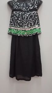 FS-MD029 Sleeveless Zip Round Neck Midi Dress Black Green Pink 假两件 修身显瘦 拉链无袖连身裙 彩色连身裙外加黑色开衩裙