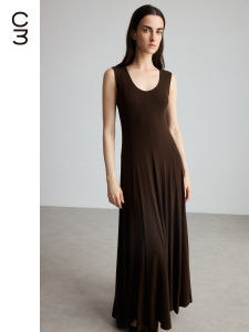 MISSCOCOON C3 Series 2025 Autumn Commute Wool Blend Sleeveless Dress Womens Elegant Straight Skirt Design round Neck Dress